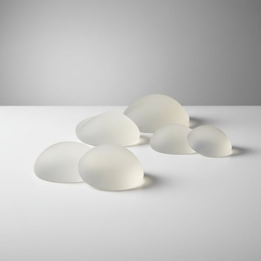 Medical-grade silicone breast implants on display